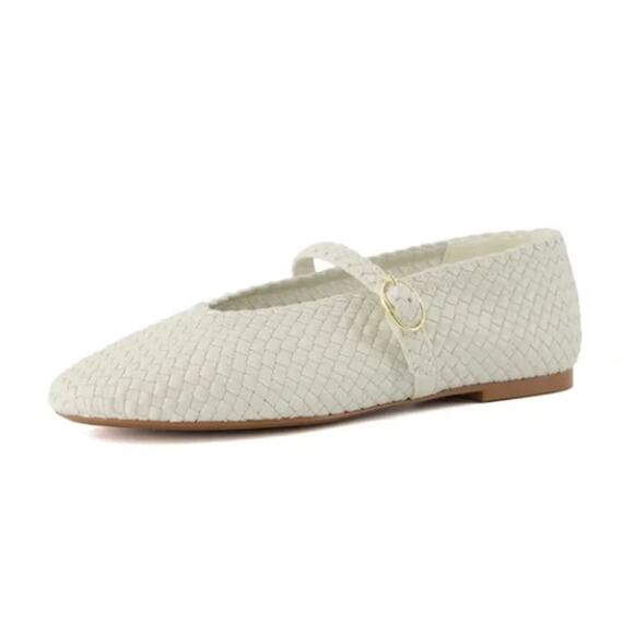 HOUSE OF HARLOW 1960 Bistro Woven Mary Jane Flats White Sz 8 NWOB - Picture 1 of 7